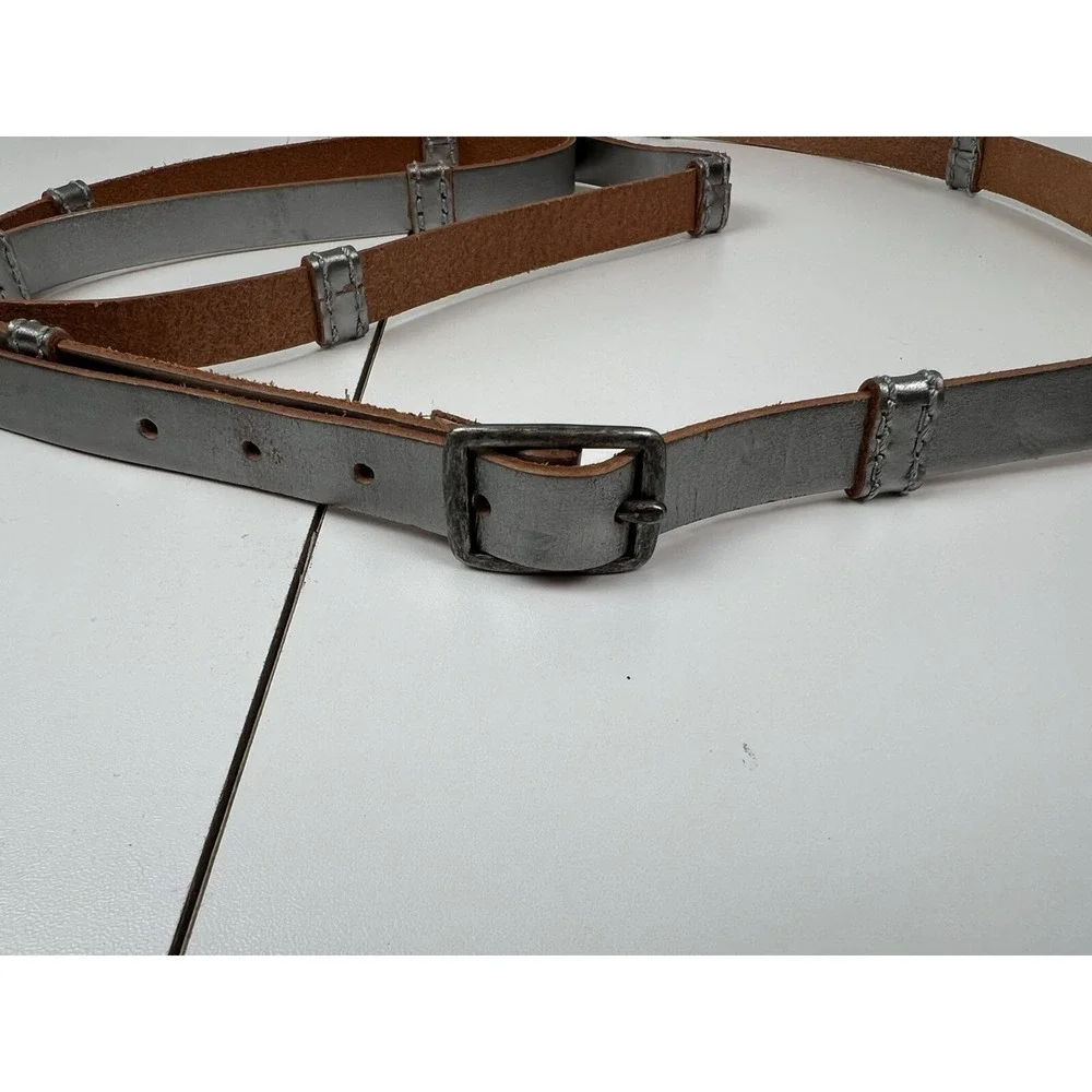 J. Jill  Silver Leather Wrap  Adjustable M/L Belt Approx 3/4 